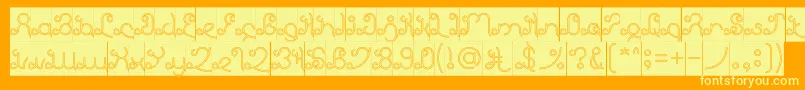 EtherealSkyHollowInverse-Schriftart – Gelbe Schriften auf orangefarbenem Hintergrund