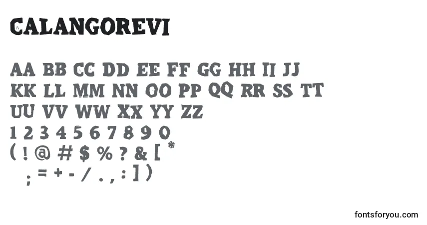 Calangorevi (60685)-fontti – aakkoset, numerot, erikoismerkit