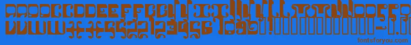 フォント1905 – 茶色の文字が青い背景にあります。