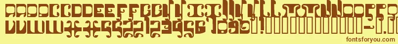 フォント1905 – 茶色の文字が黄色の背景にあります。