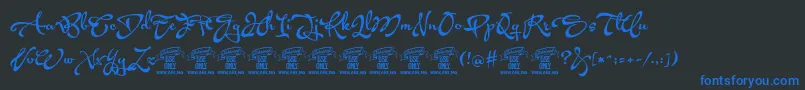 AcrylescriptPersonaluse Font – Blue Fonts on Black Background