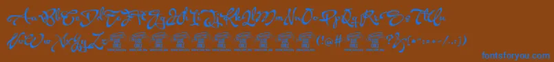 Шрифт AcrylescriptPersonaluse – синие шрифты на коричневом фоне