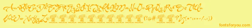 AcrylescriptPersonaluse Font – Orange Fonts on Yellow Background