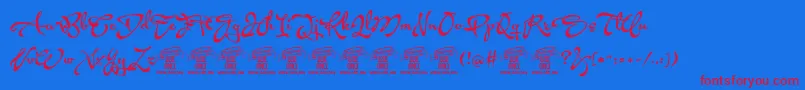 AcrylescriptPersonaluse Font – Red Fonts on Blue Background