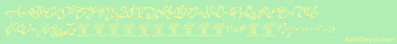 AcrylescriptPersonaluse Font – Yellow Fonts on Green Background
