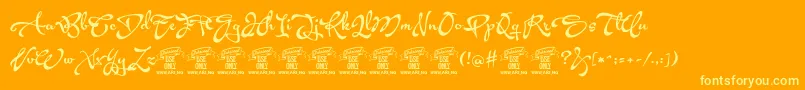 AcrylescriptPersonaluse Font – Yellow Fonts on Orange Background