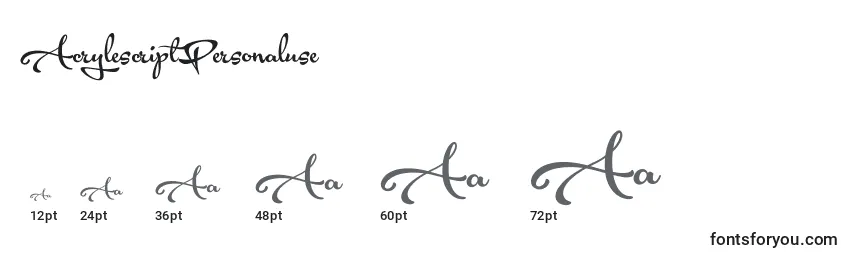 AcrylescriptPersonaluse Font Sizes