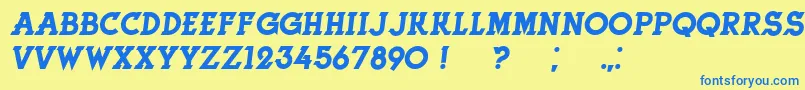 HerneItalic-fontti – siniset fontit keltaisella taustalla