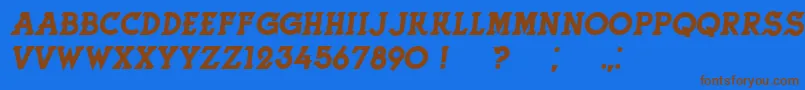 フォントHerneItalic – 茶色の文字が青い背景にあります。