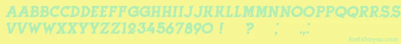 HerneItalic-fontti – vihreät fontit keltaisella taustalla