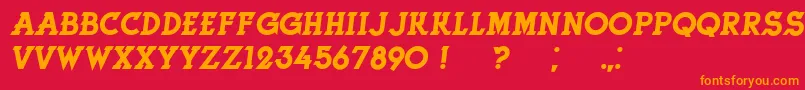 HerneItalic-Schriftart – Orangefarbene Schriften auf rotem Hintergrund