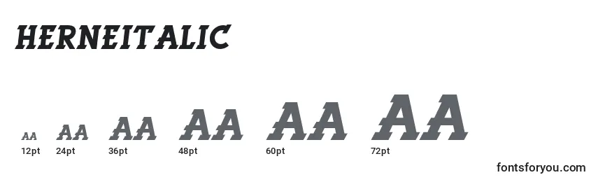 HerneItalic Font Sizes