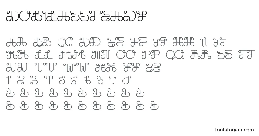 A fonte DobilasSteady – alfabeto, números, caracteres especiais