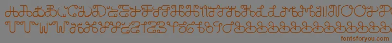 フォントDobilasSteady – 茶色の文字が灰色の背景にあります。