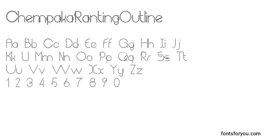 A fonte ChempakaRantingOutline – alfabeto, números, caracteres especiais