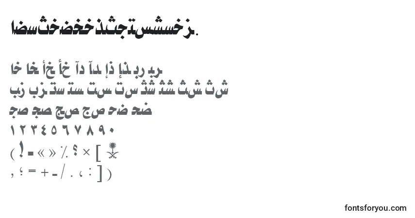 A fonte AymTaybahSUNormal. – alfabeto, números, caracteres especiais