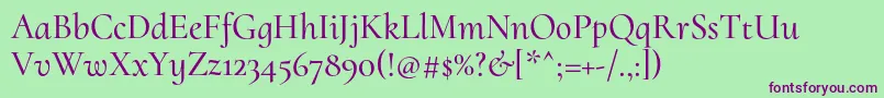 Шрифт CormorantuprightMedium – фиолетовые шрифты на зелёном фоне