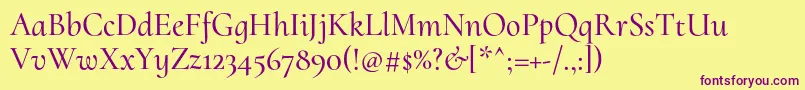 CormorantuprightMedium Font – Purple Fonts on Yellow Background