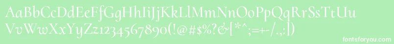 CormorantuprightMedium-Schriftart – Weiße Schriften auf grünem Hintergrund