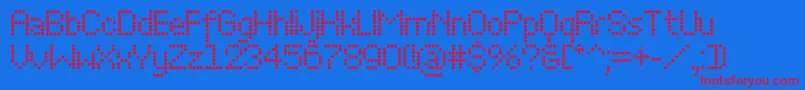 PerfoBold-fontti – punaiset fontit sinisellä taustalla