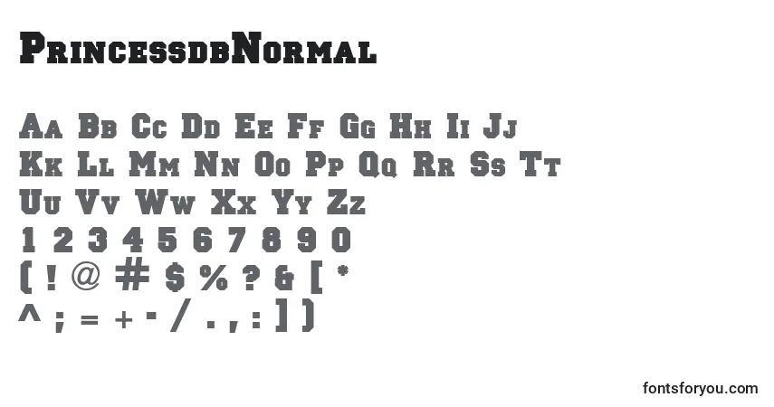 A fonte PrincessdbNormal – alfabeto, números, caracteres especiais