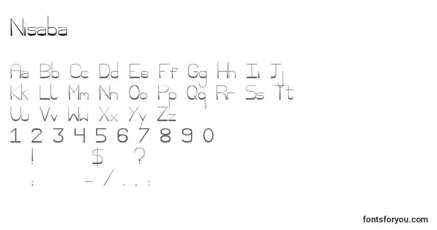 Czcionka Nisaba – alfabet, cyfry, specjalne znaki