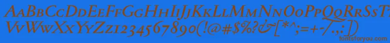 JannontextmedscItalic Font – Brown Fonts on Blue Background