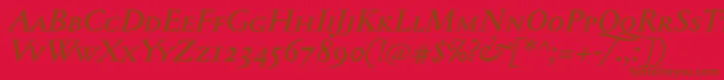 Fonte JannontextmedscItalic – fontes marrons em um fundo vermelho