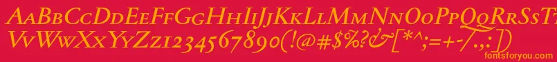 JannontextmedscItalic Font – Orange Fonts on Red Background