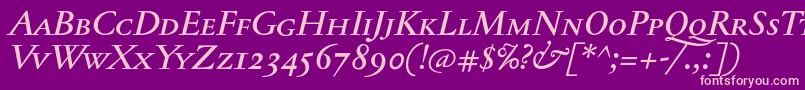 JannontextmedscItalic Font – Pink Fonts on Purple Background