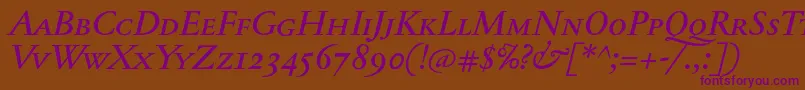 JannontextmedscItalic Font – Purple Fonts on Brown Background