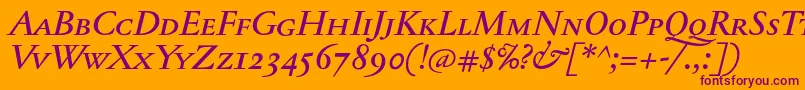 JannontextmedscItalic Font – Purple Fonts on Orange Background