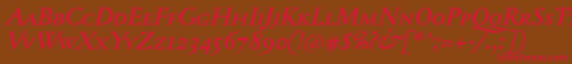 JannontextmedscItalic Font – Red Fonts on Brown Background