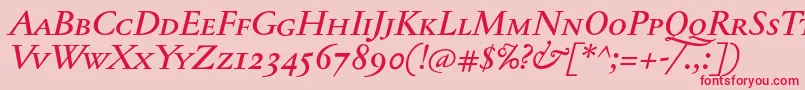 JannontextmedscItalic Font – Red Fonts on Pink Background
