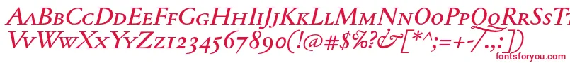 フォントJannontextmedscItalic – 赤い文字