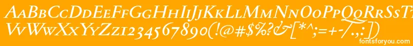 フォントJannontextmedscItalic – オレンジの背景に白い文字