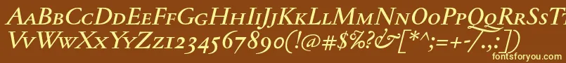 JannontextmedscItalic Font – Yellow Fonts on Brown Background