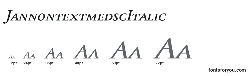 Размеры шрифта JannontextmedscItalic