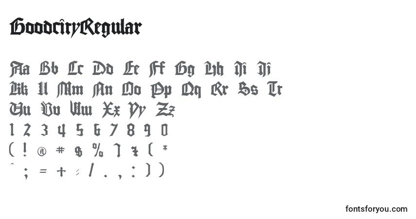 Schriftart GoodcityRegular – Alphabet, Zahlen, spezielle Symbole