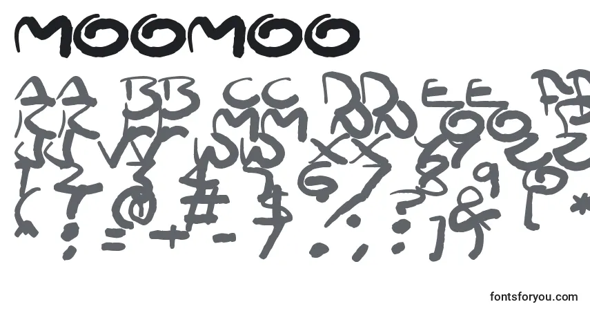 A fonte Moomoo – alfabeto, números, caracteres especiais