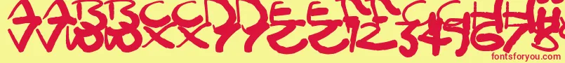 Czcionka Moomoo – czerwone czcionki na żółtym tle