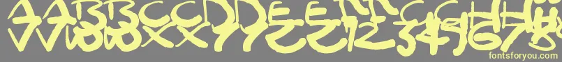 Moomoo-Schriftart – Gelbe Schriften auf grauem Hintergrund