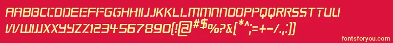 RepublikapsCndItalic-Schriftart – Gelbe Schriften auf rotem Hintergrund