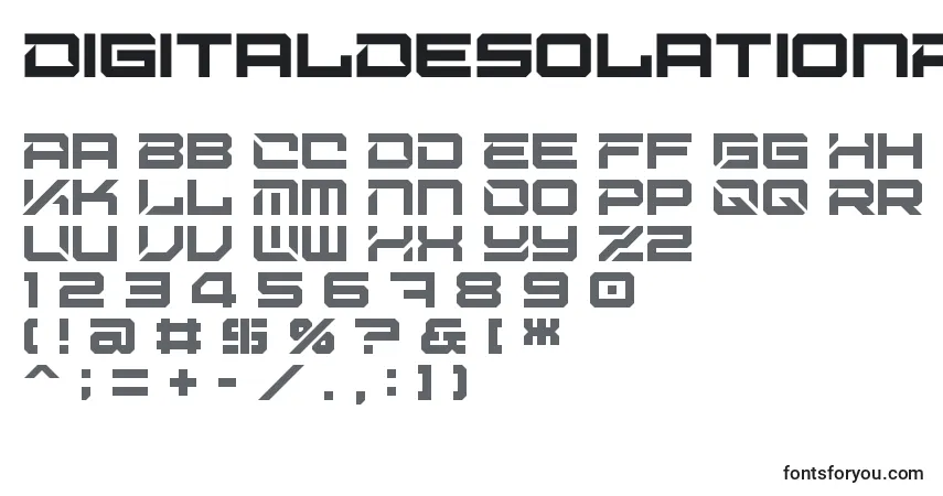 A fonte DigitalDesolationPlus – alfabeto, números, caracteres especiais