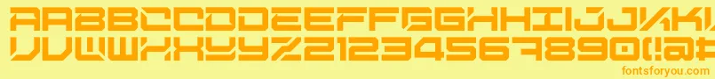 フォントDigitalDesolationPlus – オレンジの文字が黄色の背景にあります。