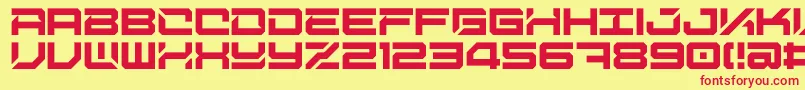 Fonte DigitalDesolationPlus – fontes vermelhas em um fundo amarelo