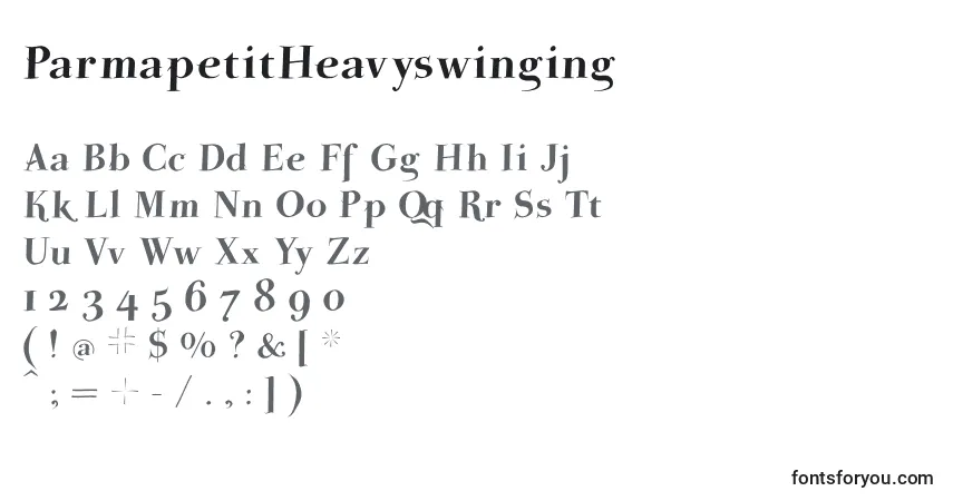 Шрифт ParmapetitHeavyswinging – алфавит, цифры, специальные символы