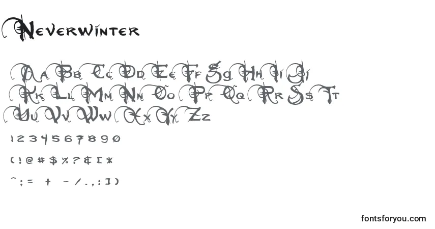 Schriftart Neverwinter – Alphabet, Zahlen, spezielle Symbole