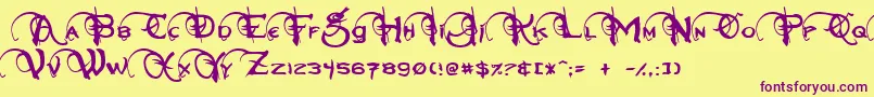 Neverwinter Font – Purple Fonts on Yellow Background