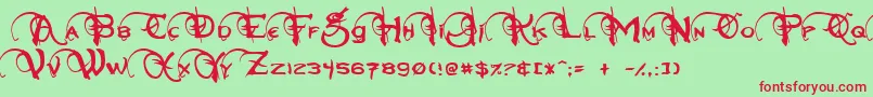 Neverwinter Font – Red Fonts on Green Background